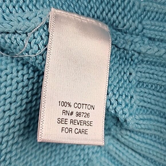 Croft‎ & Barrow Blue High Collar Button Long Sleeve Pullover Knit Sweater Size L - Picture 4 of 8